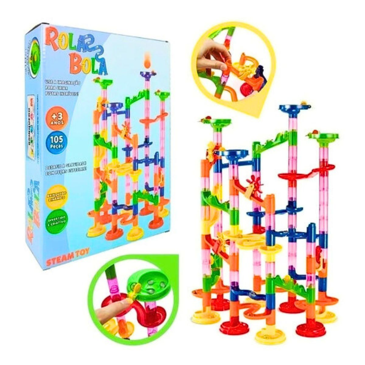 Kit Pista Rola Bola 105 Peças + Livro Passatempo Enaldinho Kit Pista Rola Bola 105 Peças + Livro Passatempo Enaldinho